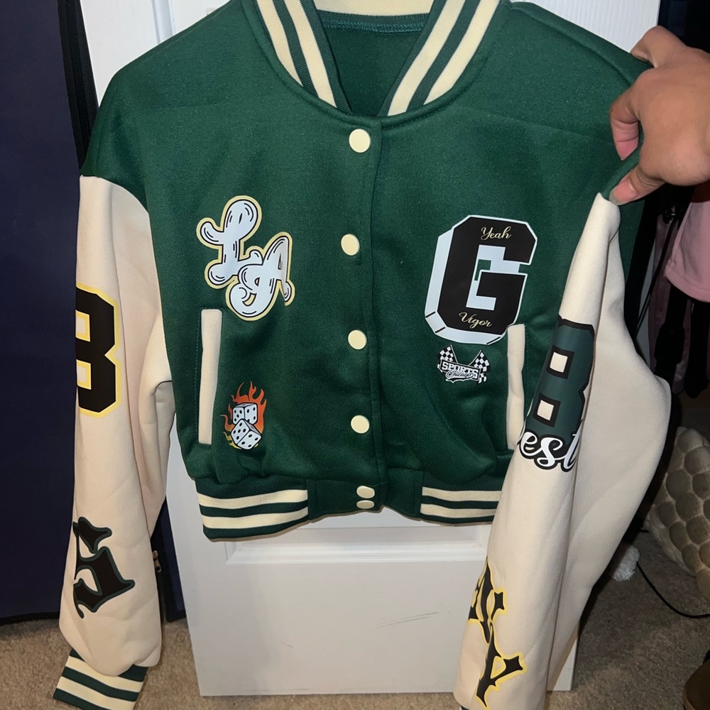 Green Varsity Jacket with Patches